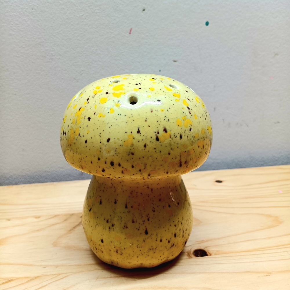 Vintage Yellow speckle ceramic Mushroom Shaker
